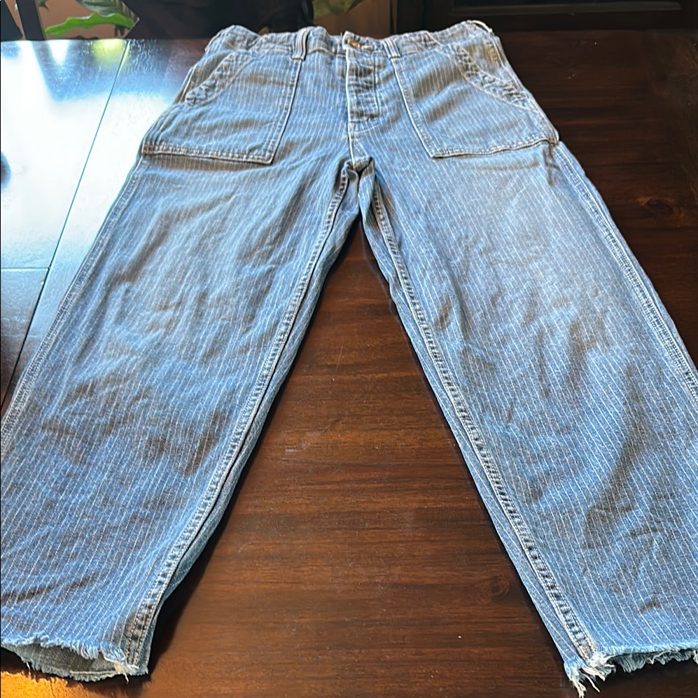 Mother Blue Denim Jeans With Stripes
